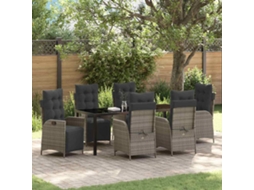 Vidaxl Conjunto de Jantar para Jardim 7 Pcs Cinzeto Vime Pe
