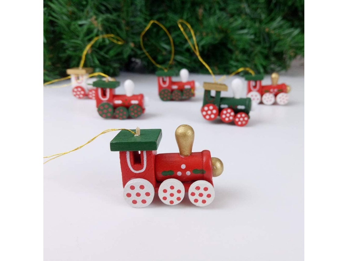 Enfeites de Trem de Papai Noel em Madeira Criativos Enfeites de Árvore de Natal Pingentes Janela Decoração de Casa