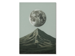 Pôster Em Tela - Lua E Montanha, 42x59,4cm A2 - (cinza, Ilustração, Moderno, Paisagens)