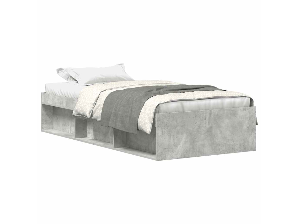 Bed Frame, Bed Frames Vidaxl Cinzeto Madeira Processada (90 X 190 Cm)