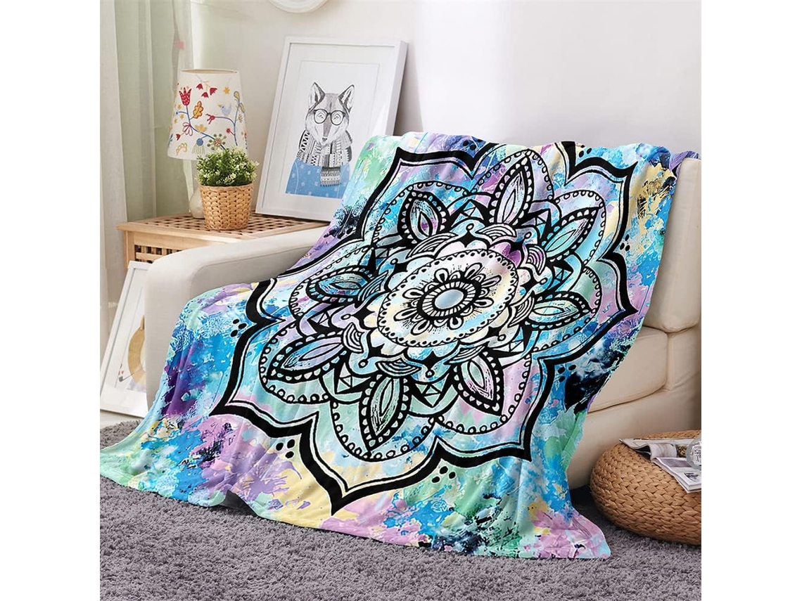 Manta de Flanela Fansu Estampa Mandala 3d Macia e Felpuda Ideal para o Inverno Perfeita Cama Ou Sofá Adequada
