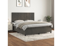 Vidaxl Cama Com Molas/colchão 180x200 Cm Veludo Cinzento-escuro