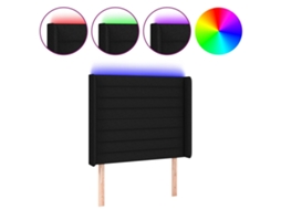 Cabeceira de Cama com Luzes Led Tecido Preto MAISON EXCLUSIVE (83x16x118 cm)