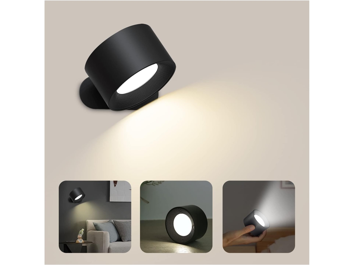 Luminária De Parede Touch Led Com Porta Usb, 3 Níveis De Luz