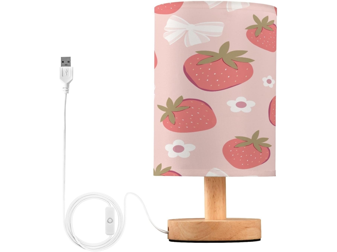 Luminária De Cabeceira Led Para Quarto, Luminária De Leitura Com Cúpula Tecido, Base De Madeira E Porta Usb Para Quarto