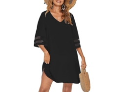 VESTIDO Fasst de praia casual com decote em V e cobertura leve