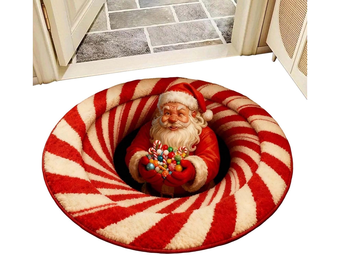 Tapete De Entrada Com Ilusão 3d Para Decoração Natalina Divertida |