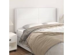 Vidaxl Cabeceira Cama C/ Abas Couro Artificial 183x23x118/128cm Branco