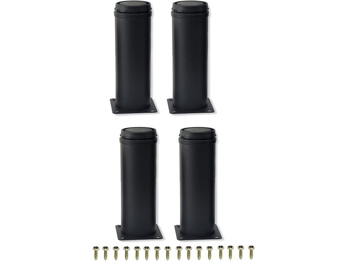 4 Peças De Pé De Móvel Ajustável De Aço Inoxidável Preto 15cm