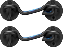 Pacote Com 2 Travas Para Porta De Celeiro, Trava De Gancho E Alça Preta De 4 Polegadas Aquaforge