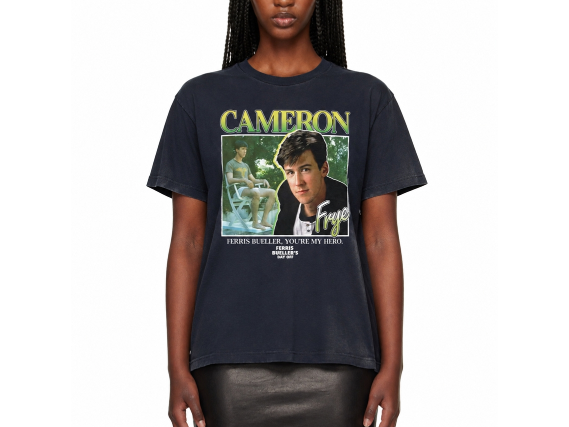Rockinstone Ferris Bueller's Day Off Cameron Frye Navy Adult T-shirt Size:xxl