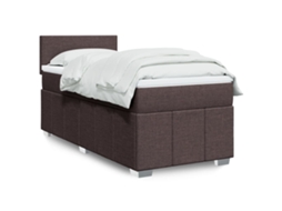 Vidaxl Cama Com Molas/colchão 100x200 Cm Tecido Castanho-escuro