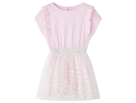 Vestido de Criança VIDAXL Folhos Estampa Corações Brilhantes Vida 92.0 Rosa (92)