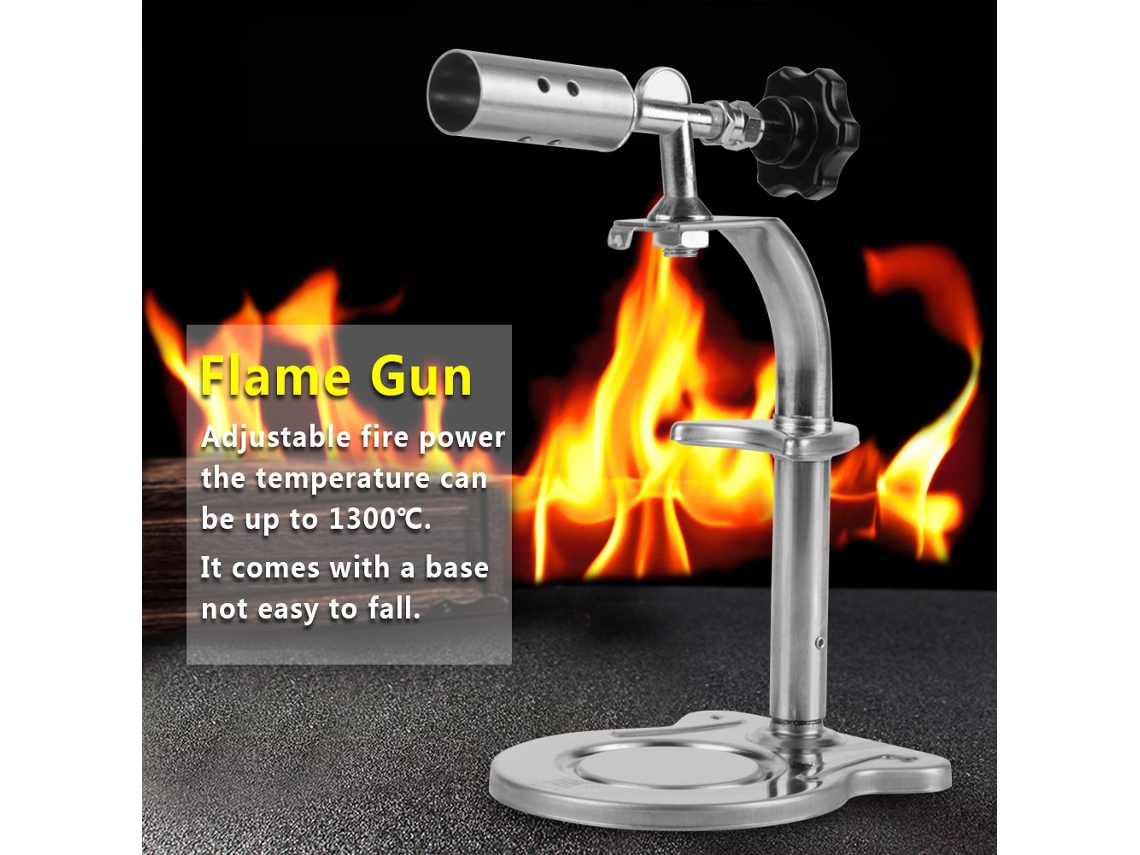 Porta Soplete Mini Acero Inoxidable Pistola De Llama Con Base Para Barbacoa Cocina Camping Gas