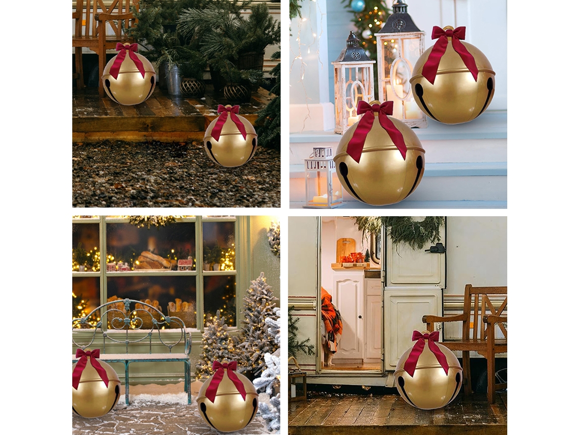 Bola de Natal Inflável de 17.7 Polegadas com Sino de Pvc para Jardim e Exterior LAXISCREED