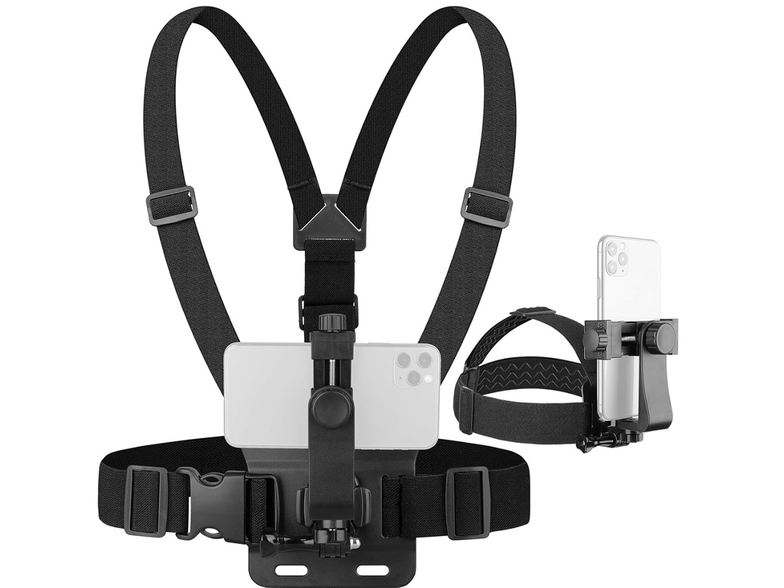Kit 2 Em 1 Com Suporte De Peito E Suporte De Cabeça Para Celular