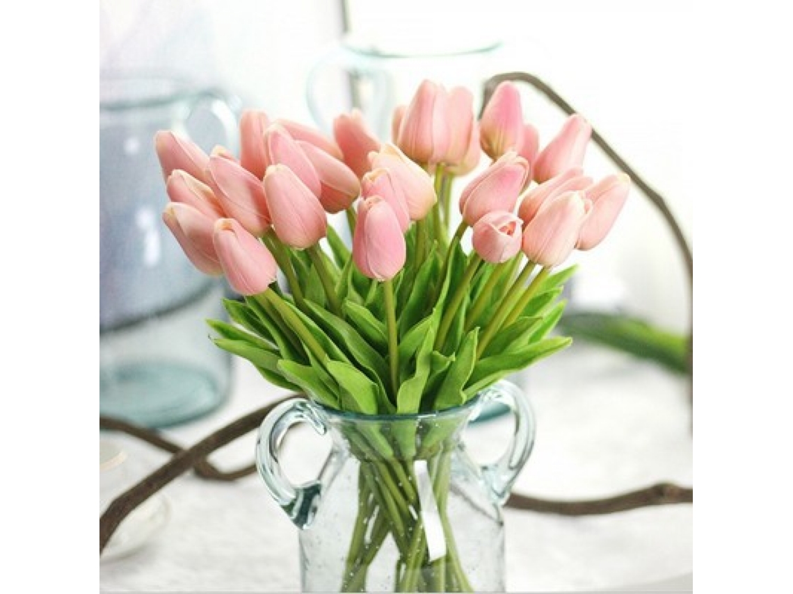 Tulipas Artificiais, Flores Artificiais, Decoração, 20 Peças BRILVIBERA