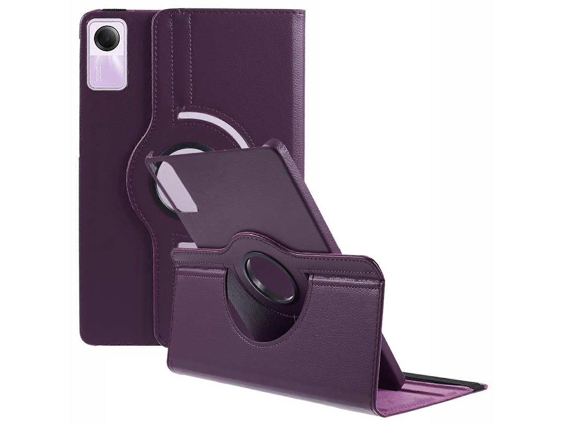 Capa protetora de couro PU com textura de lichia e faixa elástica roxa para Xiaomi Redmi Pad Se Hengrongshen