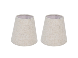 2pcs Abajur Clip On de Tecido para Lâmpada E14 Vela Bege com Borda Branca S/MARCA