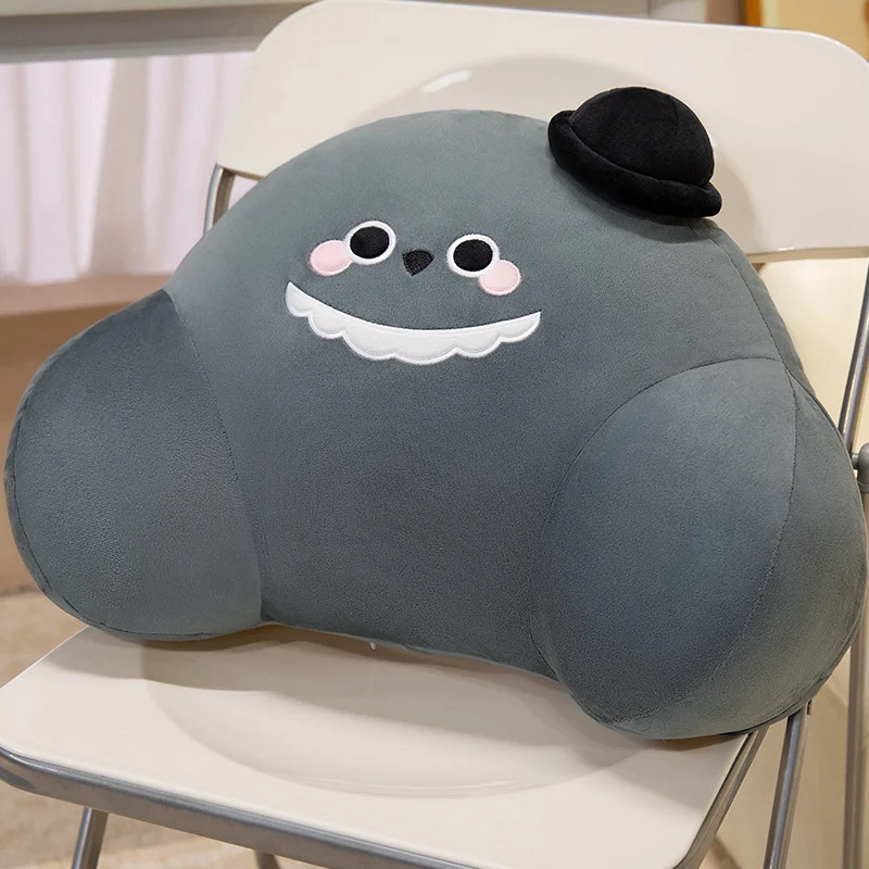 Almofada de Apoio Lombar para Adultos com Desenho Animado, Almofada Macia MDUG (corvo Cinzento 45cm)