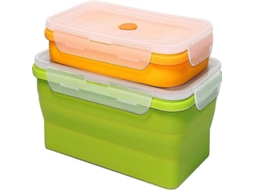 Conjunto de 2 Recipientes de Silicone Dobráveis para Armazenamento de Alimentos com Tampas, Nova Line