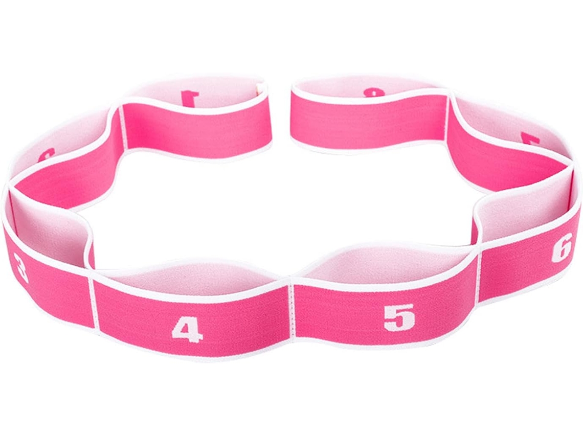 Faixa AQUAFORGE resistência 8 laços 120cm para Ioga, Pilates, alongamento e dança rosa