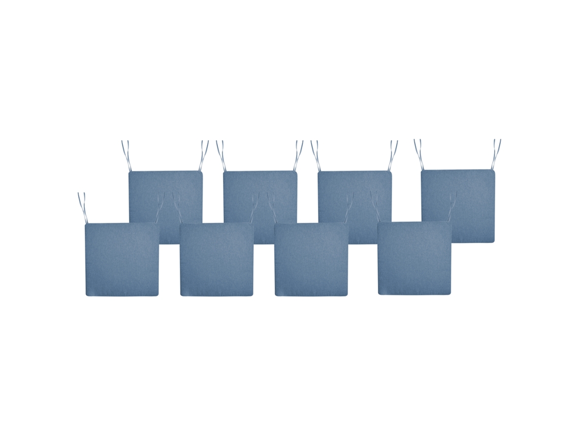 Conjunto De 8 Almofadas Para Cadeiras De Jardim Sassari Premium 46 X 46 Cm Azul