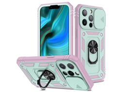 Capa Para Iphone 14 Pro Com Protetor De Anel Deslizante E Proteção 3 Em 1 - Rosa