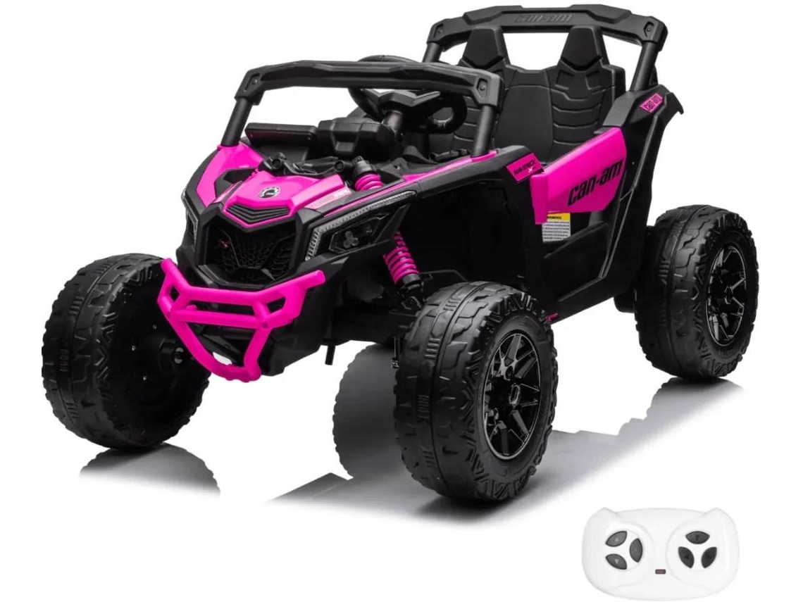 Can-am Maverick R Buggy Elétrico Para Crianças 1 A 6 Anos – Carro Infantil 12v Com Telecomando, Bluetooth E Amortecedores – Rosa