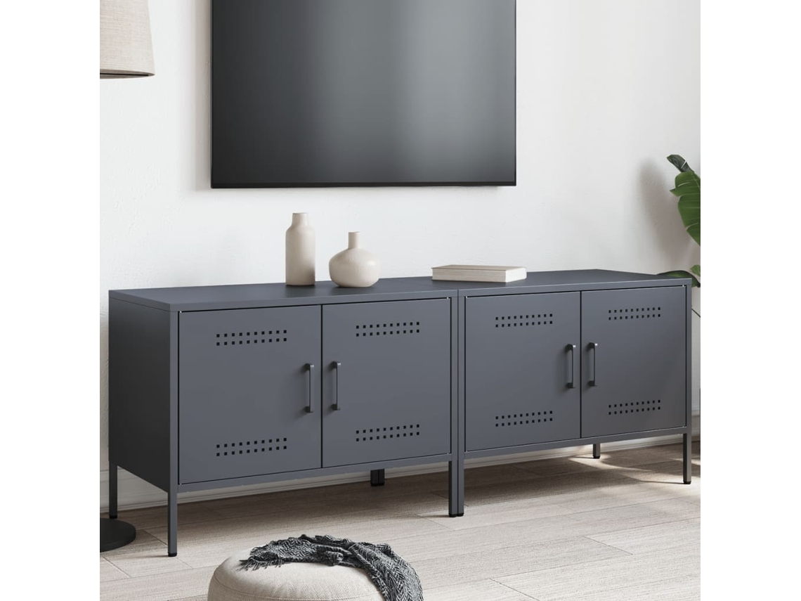 Vidaxl Móveis De Tv 2 Pcs 68x39x50,5 Cm Aço Antracite
