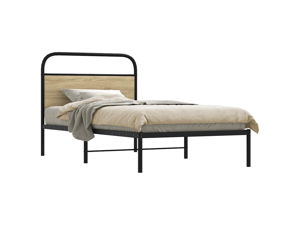 Vidaxl Estrutura Cama S/ Colchão Derivados De Madeira Carvalho Sonoma