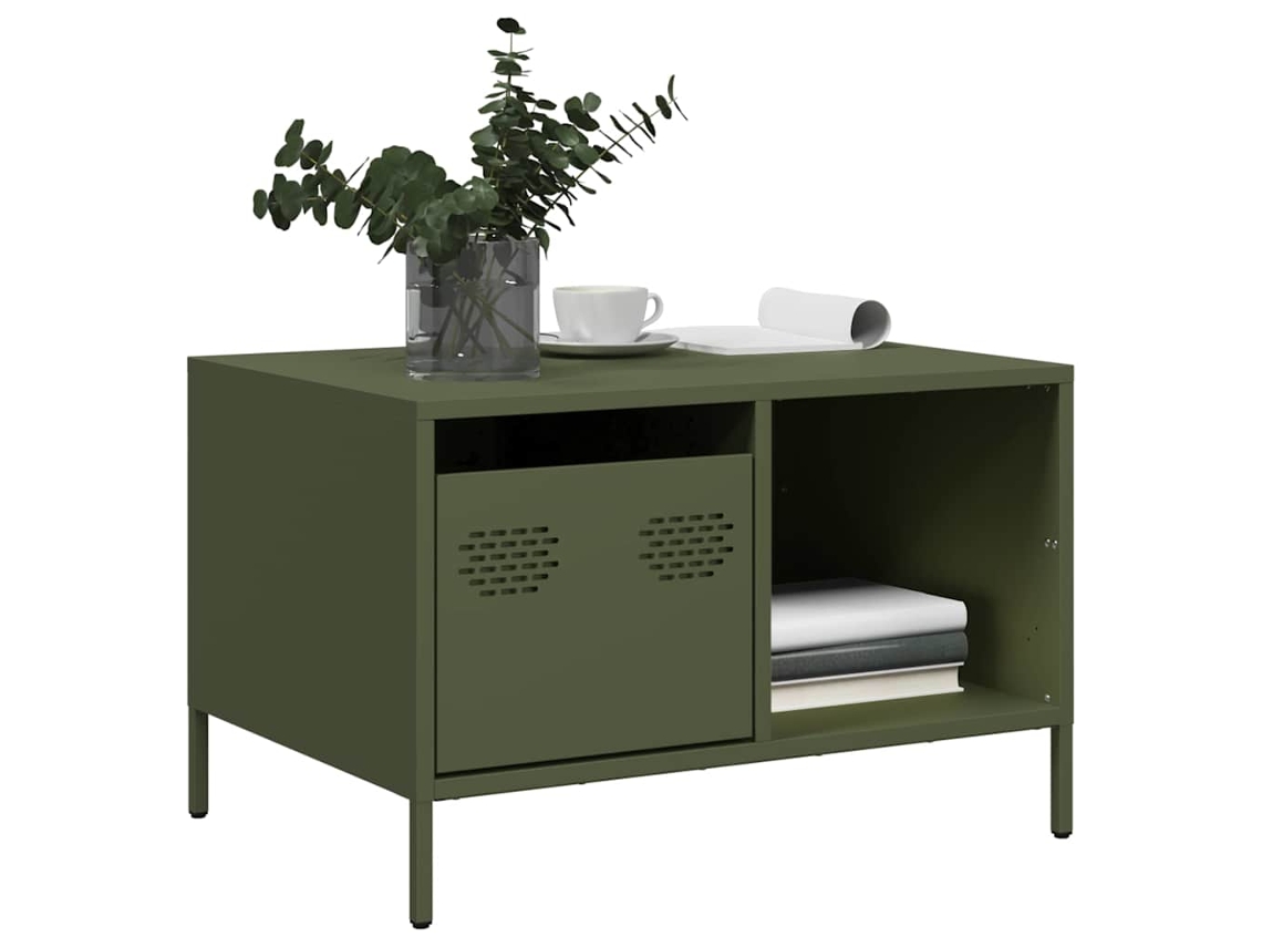 Vidaxl Mesa Centro 68,5x50x43,5 Cm Aço Laminado A Frio Verde-azeitona
