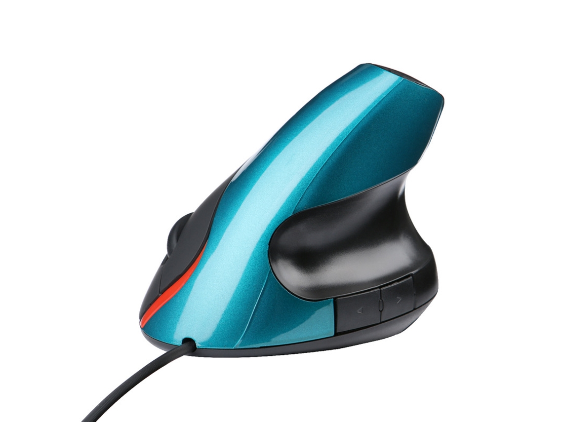 Rato Vertical Ergonómico Com Fio Usb E Suporte Para Pulso - Azul
