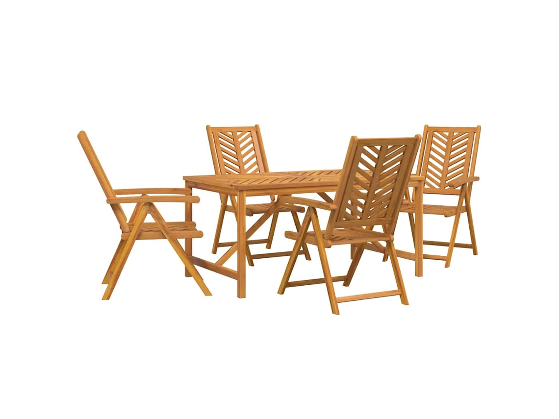 Conjunto 5 Conjunto De Jardim Vidaxl Castanho Madeira De Acácia Maciça (150 X 90 X 74 Cm)