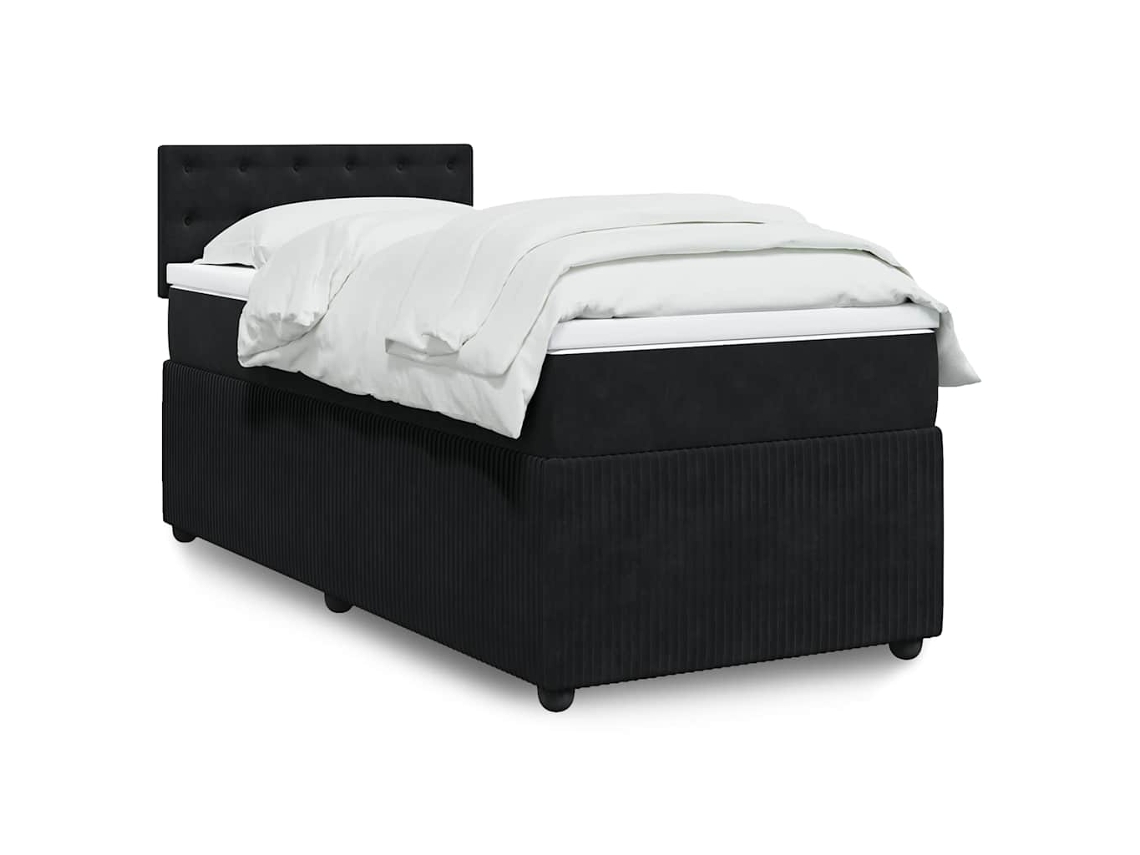 Vidaxl Cama Com Molas/colchão 90x200 Cm Veludo Preto