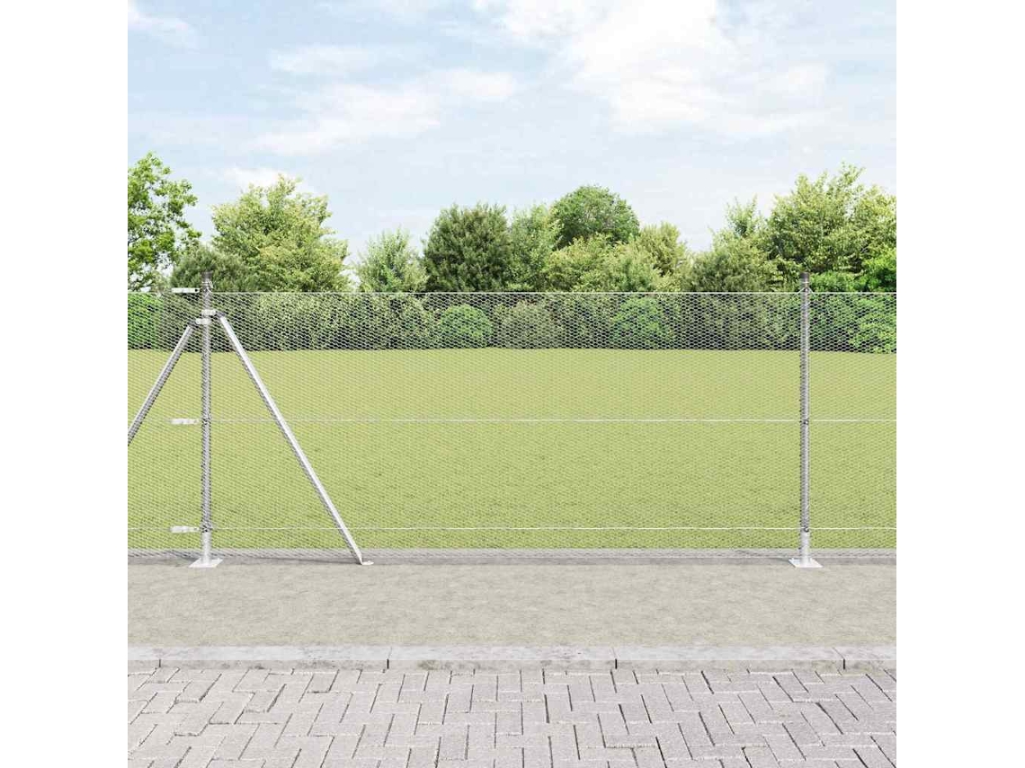 Vidaxl Cerca Hexagonal Com Base De Concreto 10 X 0,8 M Aço Galvanizado