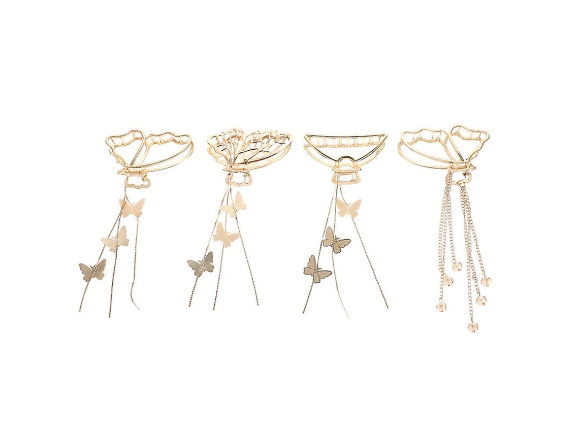 4pcs Braçadeira De Garra De Cabelo De Borboletas Allinless
