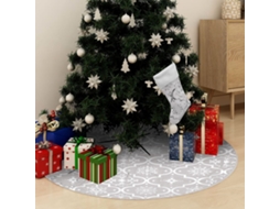 Vidaxl Saia De Árvore De Natal Luxuosa 122 Cm Com Meia Tecido Branco