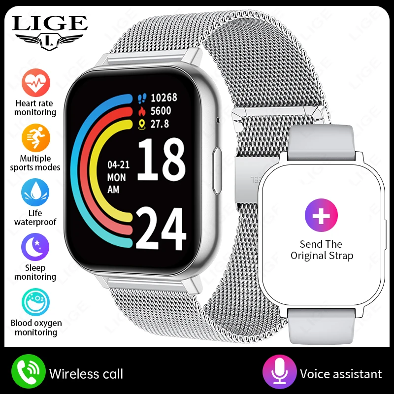 Smartwatch MDUG com tela de toque completo de 1,83 polegadas, esportes, fitness, chamadas Bluetooth