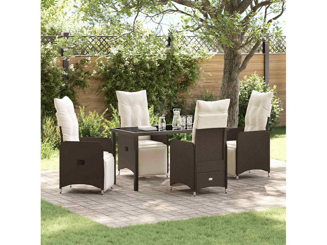 Vidaxl Conjunto De Jantar Para Jardim 5 Unid. Castanho Vime Pe