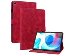 Capa Protetora Para Tablet Realme, Compatível Com O Modelo Lily Flower, Em Couro Pu Com Compartimentos Para Cartões.