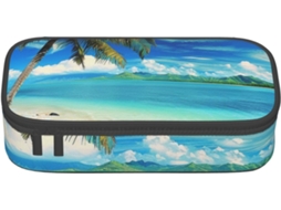 Estojo Com Estampa De Palmeira Tropical Havaiana Grande Capacidade Para Estudantes, Meninas, Meninos