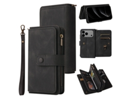Capa Carteira Skalo Kt-2 Para Iphone 17 Pro Max Com 17 Compartimentos - Preta