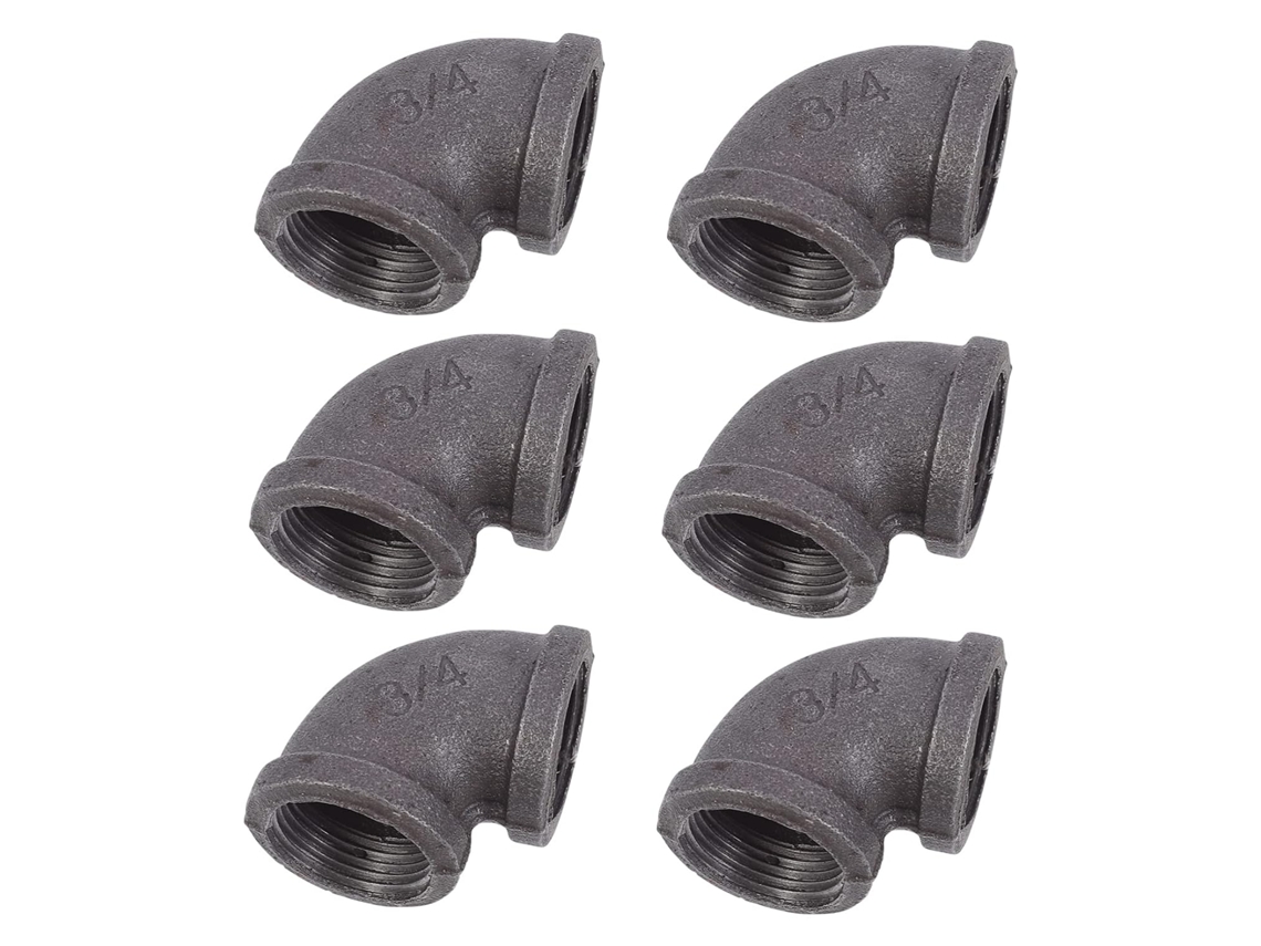 Conjunto De 6 Cotovelos De Ferro Preto Para Encanamento | Conexões Robustas