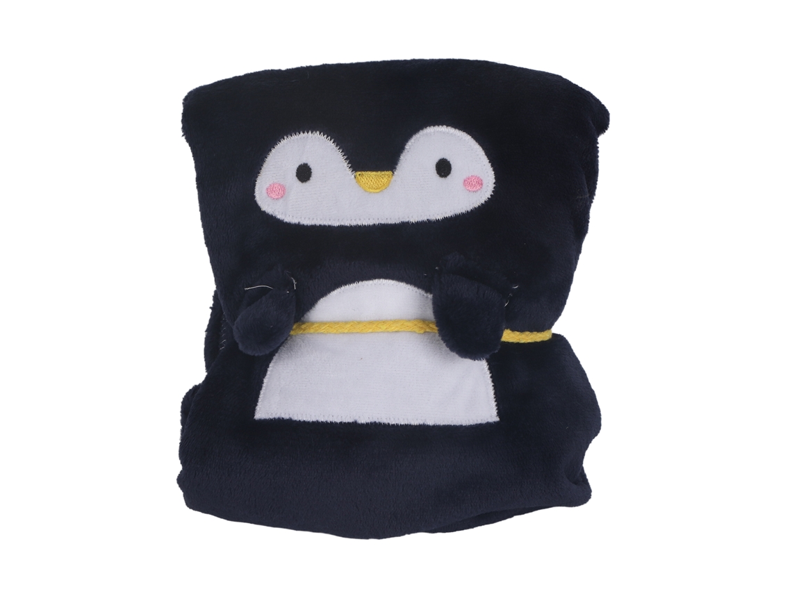 Cobertor Flanela Fofo Animal Pinguim Azul Macio Portátil para Sofa Cama Escritório 80x100cm | S/MARCA