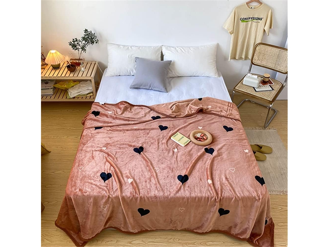 Manta de Lã Polar Inverno para Meninas da Fansu Linda Estampa Rosa Flanela Grossa Macia e Quente Cama Infantil