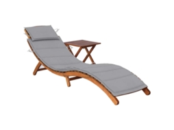 Vidaxl Espreguiçadeira De Jardim Com Mesa E Almofadão Acácia Maciça