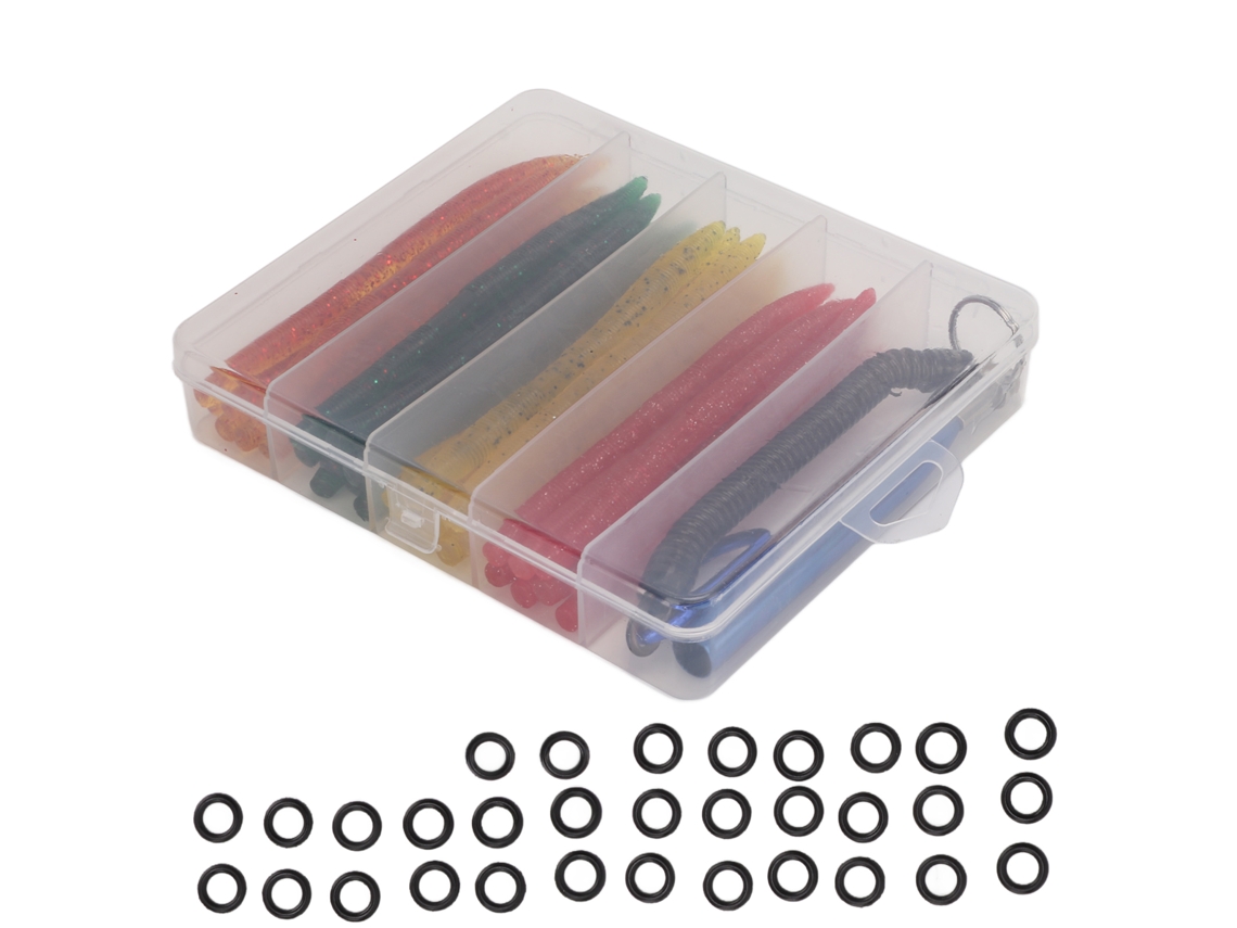 Kit de Iscas de Borracha para Pesca com 65 Peças