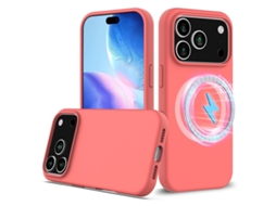 Capa Para Iphone 17 Pro Magsafe Em Silicone Anti-queda - Rosa Choque