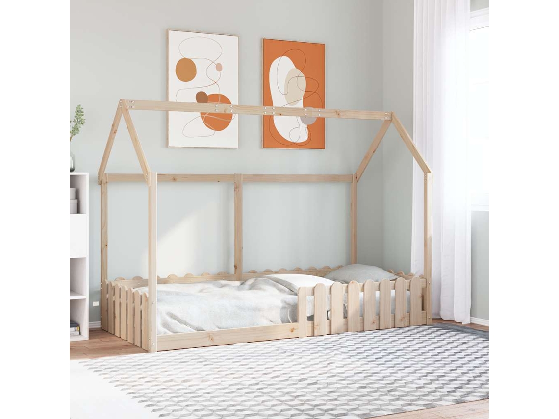 Vidaxl Cama Infantil Formato Casa 90x190 Cm Madeira De Pinho Maciça